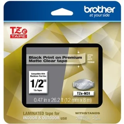 Produktbild von Brother TZE-M31, Schwarz auf transparent, TZe, China, 5 Jahr(e), 1,2 cm, 8 m