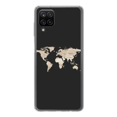 Produktbild von MuchoWow® Handyhülle Schutzhülle Hülle für Samsung Galaxy A12 Weltkarte - Heu - Braun Silikon Softcase Handy Hülle - Bild