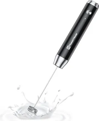 Productafbeelding van Maestri herbruikbare melkschuimer, draagbare elektrische schuimer van roestvrij staal, waterdicht, met afneembare garde, geschikt voor diverse dranken