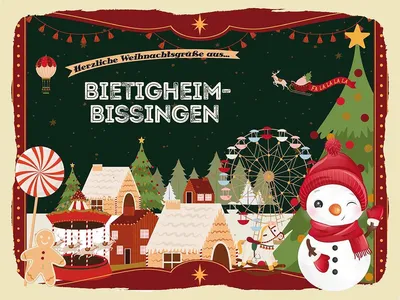Produktbild von vianmo Holzschild 30x40 cm Weihnachtsgrüße aus Bietigheim-Bissingen Weihnachten