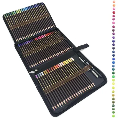 Image de Jeu de crayons de couleur, 72 couleurs, avec étui et accessoires, pour adultes et enfants