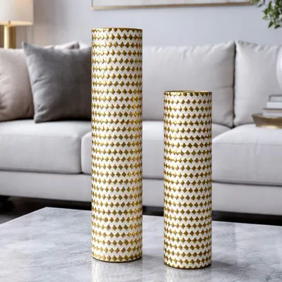 Produktbild von Leewadee Bodenvasen 2er Set aus Metall in gold