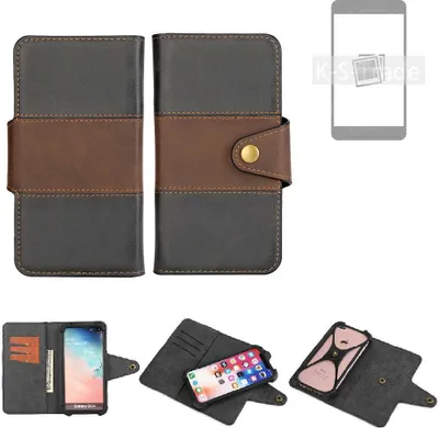 Produktbild von K-S-Trade Handyhülle Schutzhülle Hülle Bookstyle Wallet-Case kompatibel mit Samsung Galaxy S23+ Bumper Rundumschutz schwarz-braun 1x