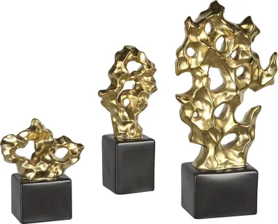 Productafbeelding van Casablanca sculptuur, model Nugget, zwart/goud. Hoogte: 27 cm. Breedte: 13 cm. Diepte: 8 cm. Artikelnummer: 56116