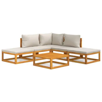 Produktbild von vidaXL 6-tlg. Garten-Lounge-Set mit Hellgrauen Kissen Massivholz
