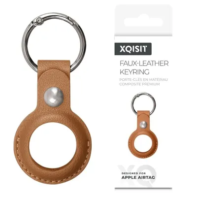 Immagine prodotto di Portachiavi in ecopelle marrone per Apple Airtag