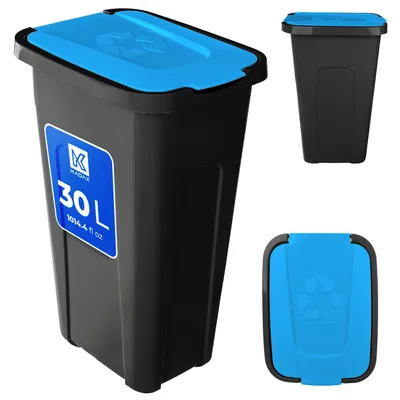 Image de Poubelle KADAX pour le tri sélectif, 30 l, avec couvercle, bleue