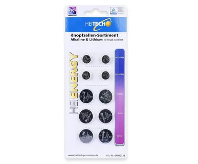 Obrázok produktu pre Alkalické lítiové gombíkové batérie Heitech 10 kusov Dlhá životnosť