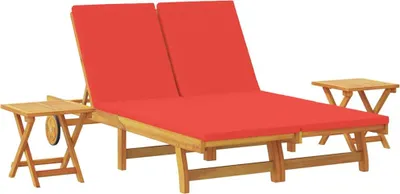 Produktbild von vidaXL Sonnenliege mit Kissen Rot Massivholz Akazie