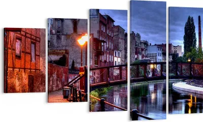 Produktbild von Bild auf Leinwand - Leinwandbild - Architektur Altstadt Stadt Fluss - 100x60cm - Wand Bild - Wanddeko - Leinwanddruck - Bilder - Kunstdruck - Leinwand bilder - Wandkunst - EG100x60-0500