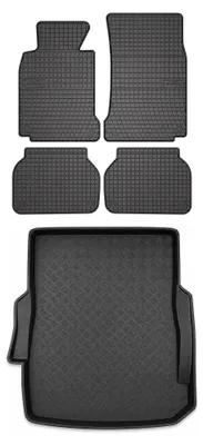 Productafbeelding van Rubberen automatten + kofferbakmat voor BMW Seria 5 E39 1996-2003 (sedan) – 5-delig, zwart, op maat – Wielganizator SolidPRO