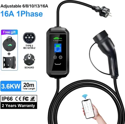 Obrázek produktu pro Nabíječka pro elektromobily, připojení k chytré aplikaci, nastavitelný proud, černá, TYPE2