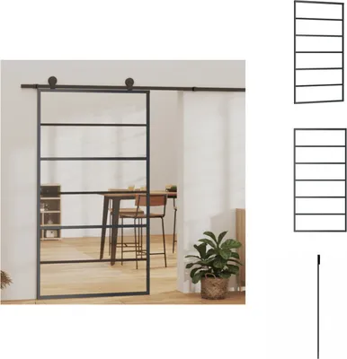 Produktbild von vidaXL Schiebetür ESG-Glas und Aluminium 102x205 cm Schwarz -  Türen