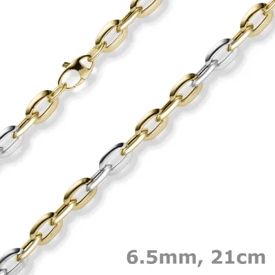 6-5mm-Weit-Ankerarmband-585-Gold-gelb-weiß-21cm