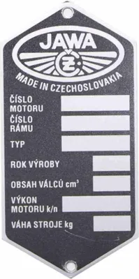 Produktbild von Typenschild Jawa 353 360 559 Kivacka Nach 1958