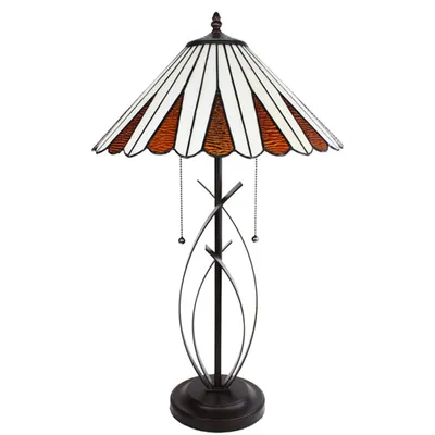 Zdjęcie produktu dla Lampa stołowa Clayre & Eef Tiffany Ø 41x69 cm Beżowo-brązowe szkło