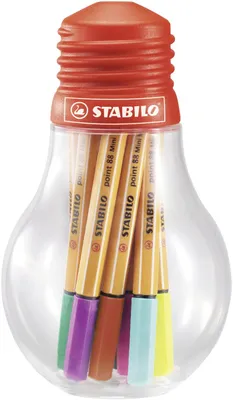 Obrázok produktu pre Ceruzky - STABILO point 88 Mini - Colorful Ideas - balenie 12 rôznych farieb v uzatvárateľnom balení v tvare žiarovky