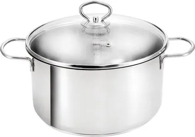 Produktbild von Famanu Fleischpfanne 24 cm - Edelstahl-Kochpfanne mit Glasdeckel und Literskala