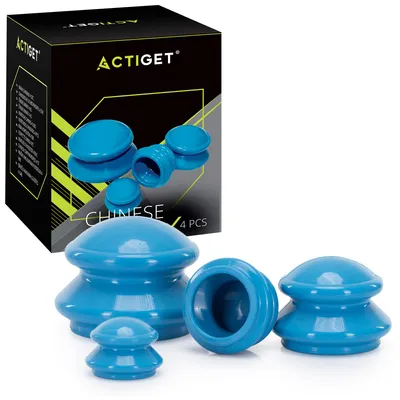 Productafbeelding van Actiget® Cellulitis Cups - Cellulitis Cupping - Cupping Set - Cupping Massage - Voor Gezicht, Armen en Benen - Vacuüm - Blauw- 4 Stuks