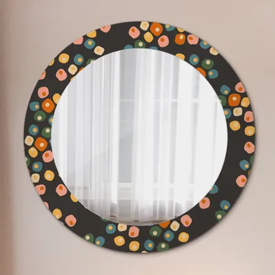 Produktbild von Wohnzimmer Spiegel - Mirror zum Wandspiegel Schlafzimmer – Schminkspiegel - Blume Punkte - Rund: Ø60 cm