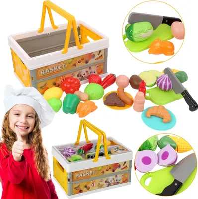 Produktbild von Küchenset Lebensmittel im Korb, Einkaufskorb für Kinder
