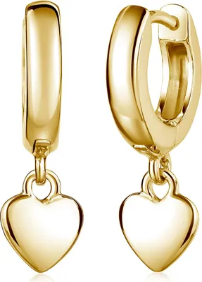 Produktbild von MATERIA by Matthias Wagner Kinder Creolen Gold mit Herz Anhänger Silber 925 vergoldet 12mm SO-24-Gold