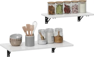 Produktbild von 2er-Set klappbare Wandtische, schwebende Schreibtische fš¹r Kš¹che und Esszimmer, 80 x 40 x 16,5 cm und 60 x 30 x 11,5 cm, Hochglanzwei?