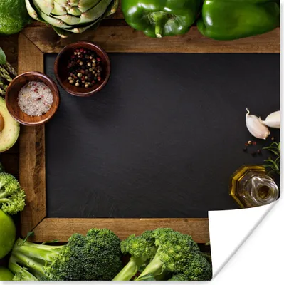 Produktbild von MuchoWow® Poster Obst - Kreidetafel - Gemüse 100x100 cm - Babyzimmer