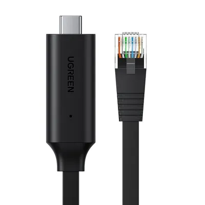 Produktbild von Ugreen USB Typ C - RJ45 Konsole Flachkabel schwarz ( 1,5 m)