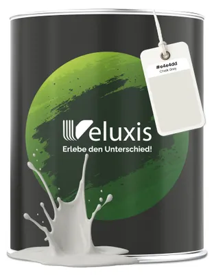 Produktbild von Wandfarbe Hellgrau Grau Creme Matt Innenfarbe – Deckkraft Klasse 1, VOC-frei, Ohne Grundierung, Tropfarm – Wohnzimmer & Schlafzimmer – 2,5L – Veluxis (Chalk Grey)