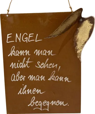 Produktbild von Rost Deko Spruchtafel mit Engelsflügeln - Deutsche Handwerkskunst
