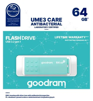 Image de GOODRAM UME3 CARE - Clé USB à mémoire flash - 64 Go - USB 3.0