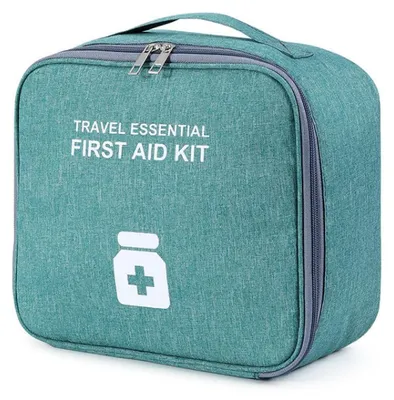 Image de Trousse de premiers secours vide, étanche, verte, 25x22x12 cm, en tissu Oxford