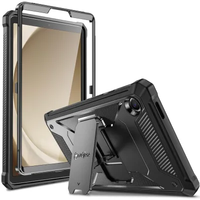 Produktbild von Fintie Hülle für Samsung Galaxy Tab A9 8.7 Zoll 2023, Ganzkörper-Rugged Hybrid Stand Schutzhülle mit eingebauter Schutzfolie für Samsung Tablet A9 8,7 SM-X110/X115/X117, Schwarz