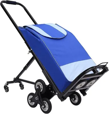 Immagine prodotto di Carrello per scale pieghevole, adatto al trasporto di carichi fino a 150 kg, ideale per traslochi e per il trasporto di oggetti pesanti. Carrello per scale