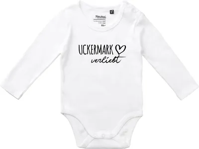 Produktbild von Huuraa Baby Body Uckermark verliebt 74 White  Baumwolle Fairtrade Langarmbody Geschenkidee