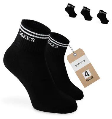 SOKKS Retro Sneakersocken Schwarz aus Baumwolle — 4 Paar Set