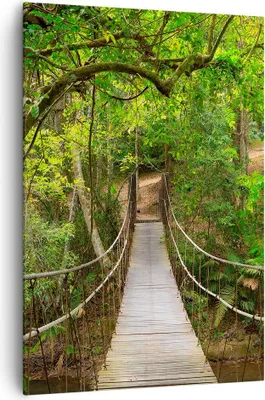 Produktbild von Bild auf Leinwand - Leinwandbild - Einteilig - Fußgängerbrücke Wald Abenteuer - 70x100cm - Wand Bild - Wandbilder - Leinwanddruck - Wanddekoration - Leinwand bilder - Wandbild - PA70x100-2678
