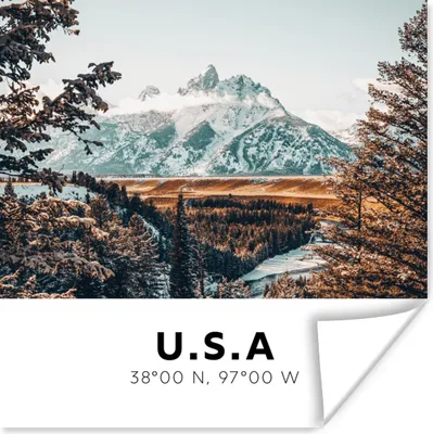 Produktbild von MuchoWow® Poster Amerika - Berge - Schnee 30x30 cm - Wandposter - Printing