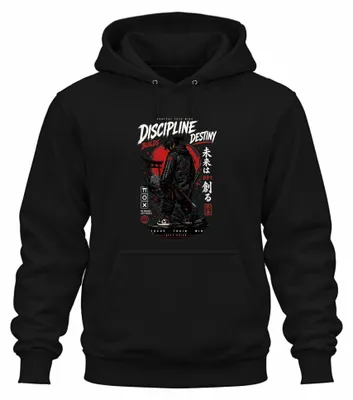 Immagine prodotto di Felpa con cappuccio "Samurai Y2K Japan Bushido Ronin", colore nero, taglia M