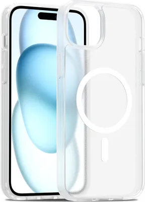 Image de Coque magnétique pour iPhone 15 Plus, compatible MagSafe, dos translucide mat, antichoc transparent