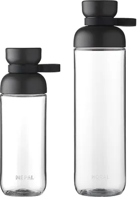 Produktbild von Mepal Trinkflaschen Vita - Wasserflaschen Duo Pack - Flaschen für Uni, Arbeit, Fitness, Outdoor, Job - Stoßfest, Auslaufsicher - BPA-frei & Spülmaschinenfest - 500 & 900 ml - Nordic Black