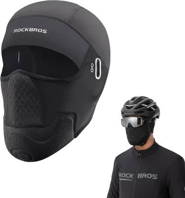 Produktbild von ROCKBROS Sturmhaube Motorrad für Herren, Balaclava Winter Helm Liner Winddicht Gesichtmaske Atmungsaktiv Vollgesichtsmaske, Schwarz