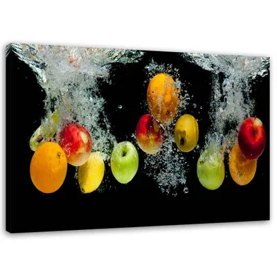 Image de Toile « Fruits frais dans l'eau » 120 x 80 cm Feeby, couleur, tableau mural prêt à accrocher