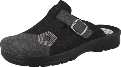 Produktbild von Fly Flot Herren Pantoffeln Hausschuhe Filz mit Schnalle, Größe:45 EU, Farbe:Grau