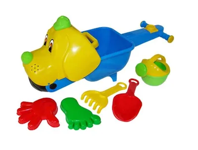 Produktbild von Sandspielzeug Schubkarre BIMM mit Schaufel, Harke, Förmchen, Giesskanne