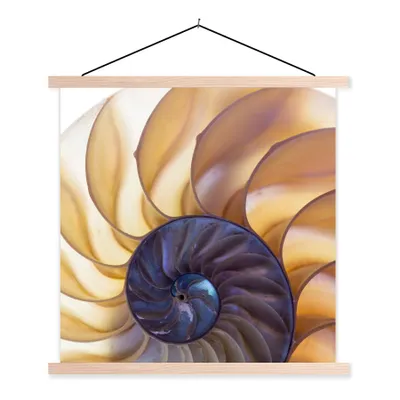 Produktbild von MuchoWow® Textilposter Muschel - Blau - Meer 60x60 cm mit holzfarbenen Rahmen - Wanddekoration