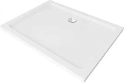 Obrázok produktu pre Mexen Flat obdĺžniková sprchová vanička slim 130 x 80 cm, biela, sifon chromový- 40108013