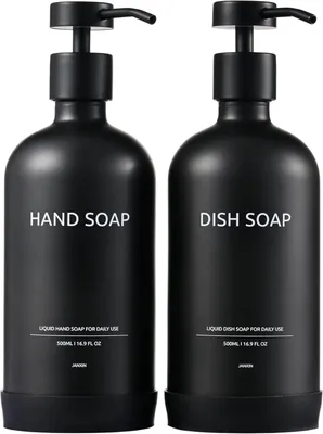 Imagen del producto de Dispensador de jabón de vidrio, color , 2 x 500 ml, con bomba de acero inoxidable, para cocina y baño