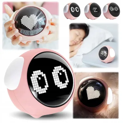 Image de Réveil avec lampe de chevet LED pour enfants, motifs Emoji